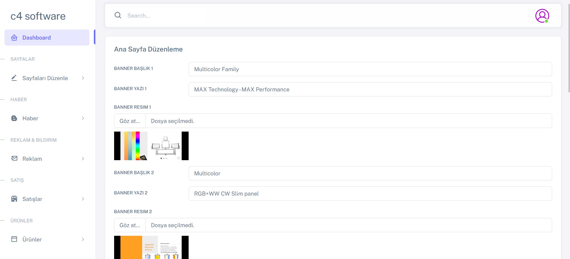 E-Ticaret Paneli - Dashboard